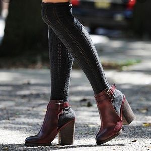 Free People Dark Red Ankle Booties
